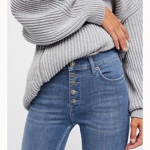 Free People Reagan Button Front Jean Raw Hem